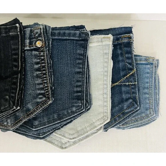 20 Denim Pockets Upcycled Variety Shades Sizes Condition Brands Upcycle Crafts - Picture 4 of 5